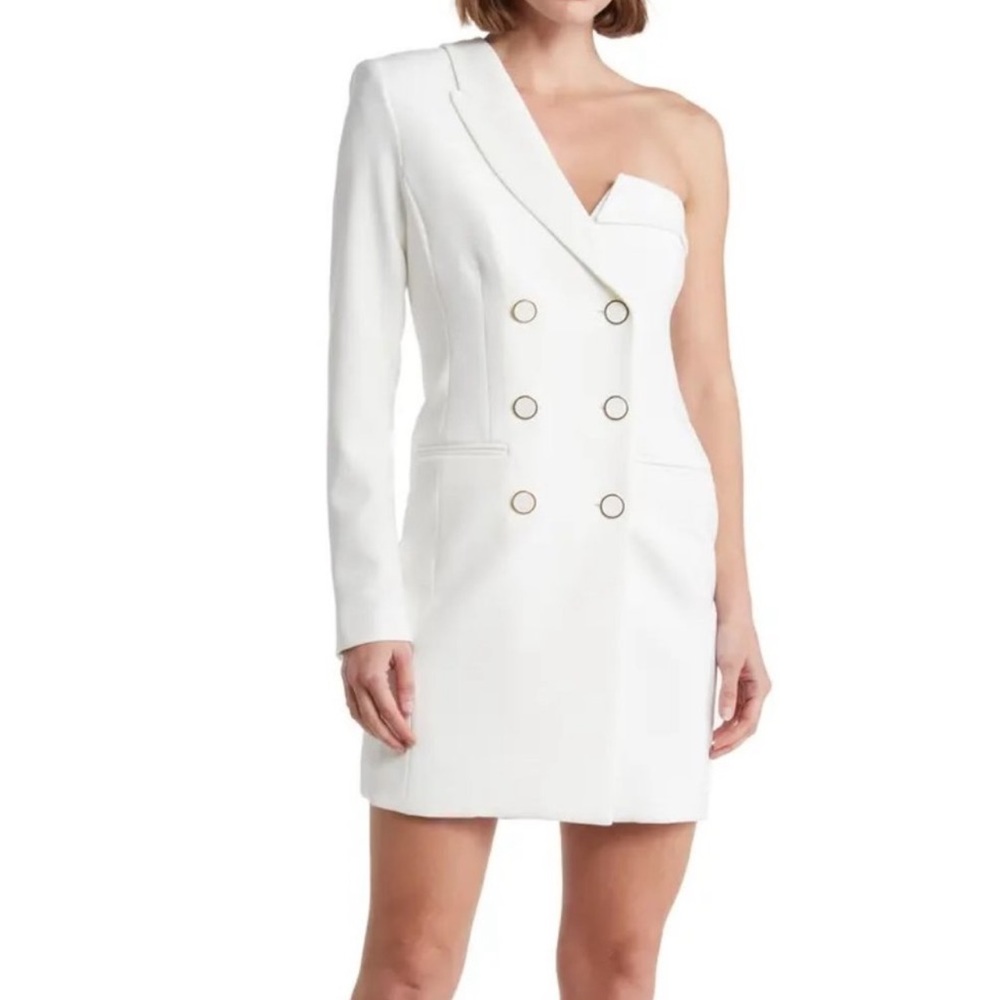 Veronica Beard Middleton One Shoulder Blazer Style Mini Dress Off White Sz 4 NWT